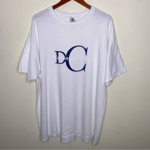 Vintage Washington DC Delta XXL White And Navy 100% Cotton Graphic T-shirt